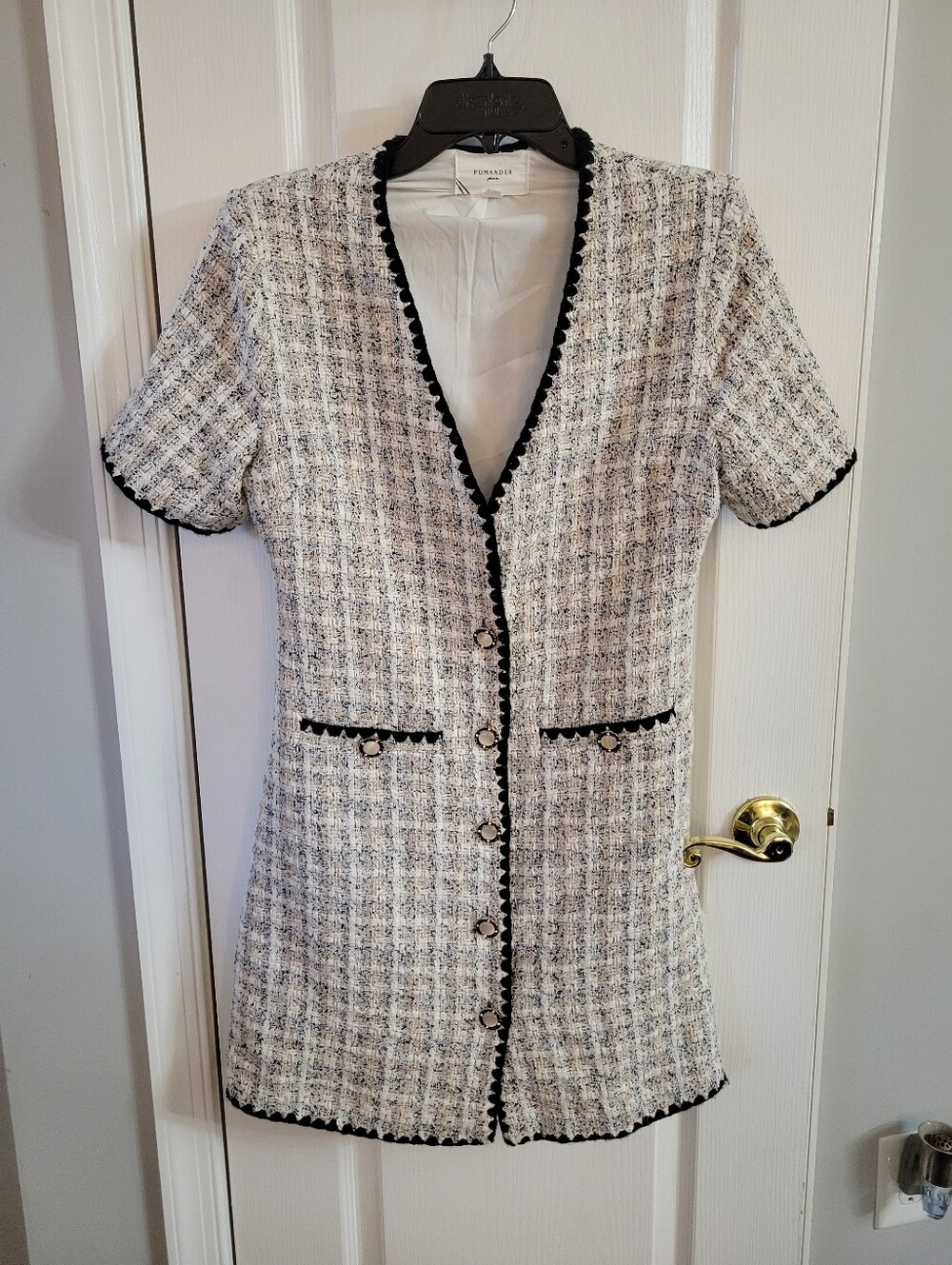 Pomander Place Tuckernuck White Tweed Josephine Mini Dress Size Small